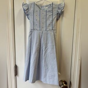 Edgehill Collection Light Blue Kids Dress with Ruffle Sleeves